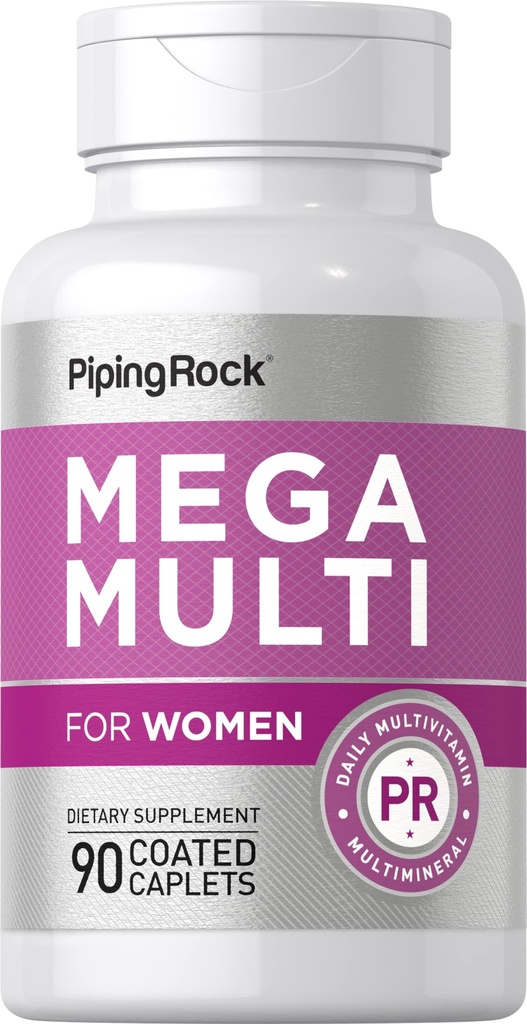 Piping Rock Multivitamin for Women | 90 Caplets | with Vitamin A, B, C, D, and E | Daily Essential Multi Supplement | Non-GMO, Gluten Free