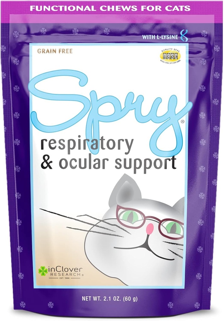 Spry Daily Respiratory and Ocular Support Soft Chews for Cats, with L-Lysine, Superfoods, and Prebiotics for a Strong Immune System, 2.1 oz. (60 count)