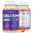 Calcium Potassium Magnesium Gummies for Kids & Adults, Magnesium Potassium Calcium Supplement for Kids, Sleep, Bone Strength, Density Support, Sugar Free, Juice Banana & Strawberry Flavor, 60 Gummies