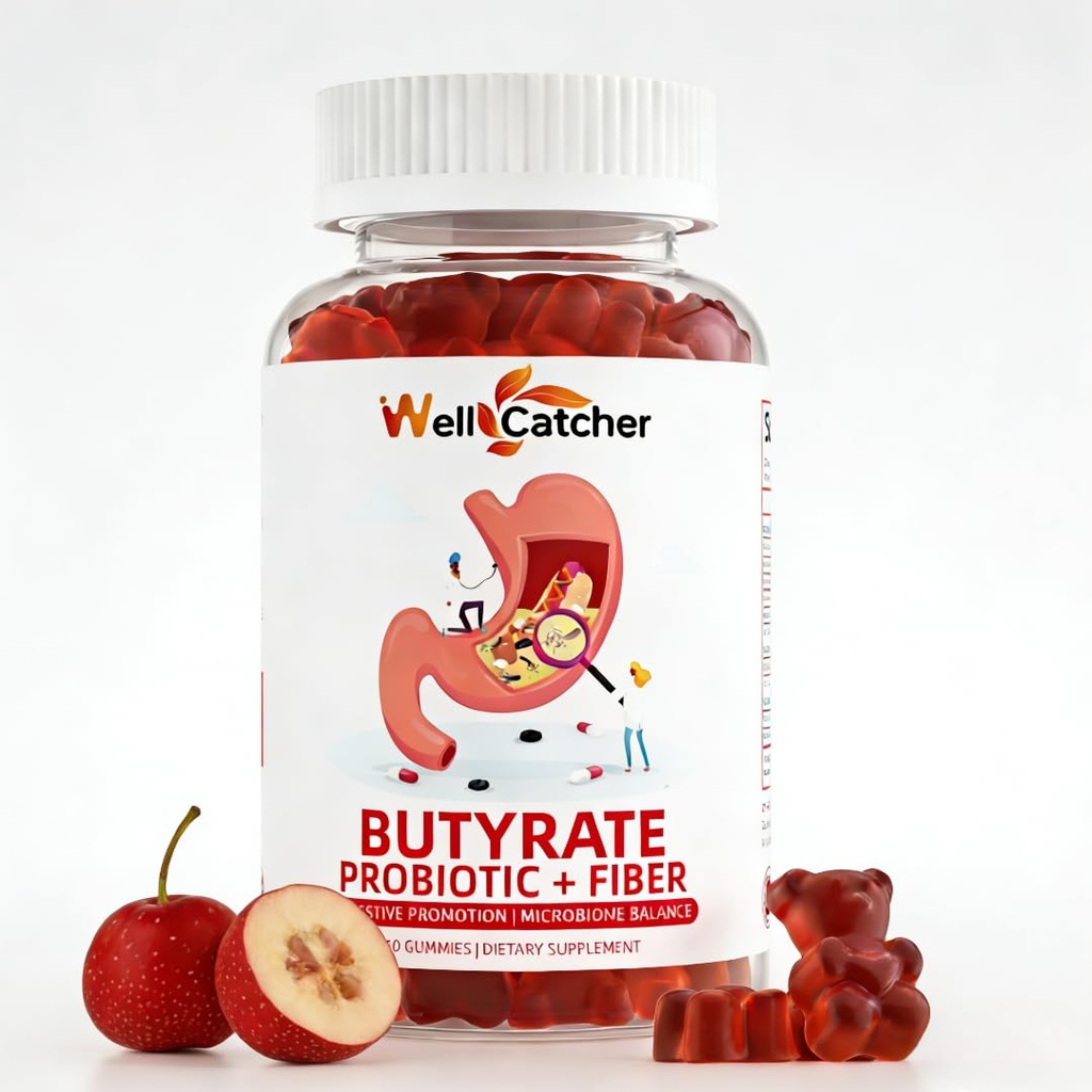 Butyrate Gummies Gut Health Supplement: Butyrate met probiotische en prebiotische vezels Gummies voor vrouwen Mannen Suiker Gratis Digestief & energie Metabolisme Ondersteuning Vegan Hawthorn Flavor 30 dagen levering