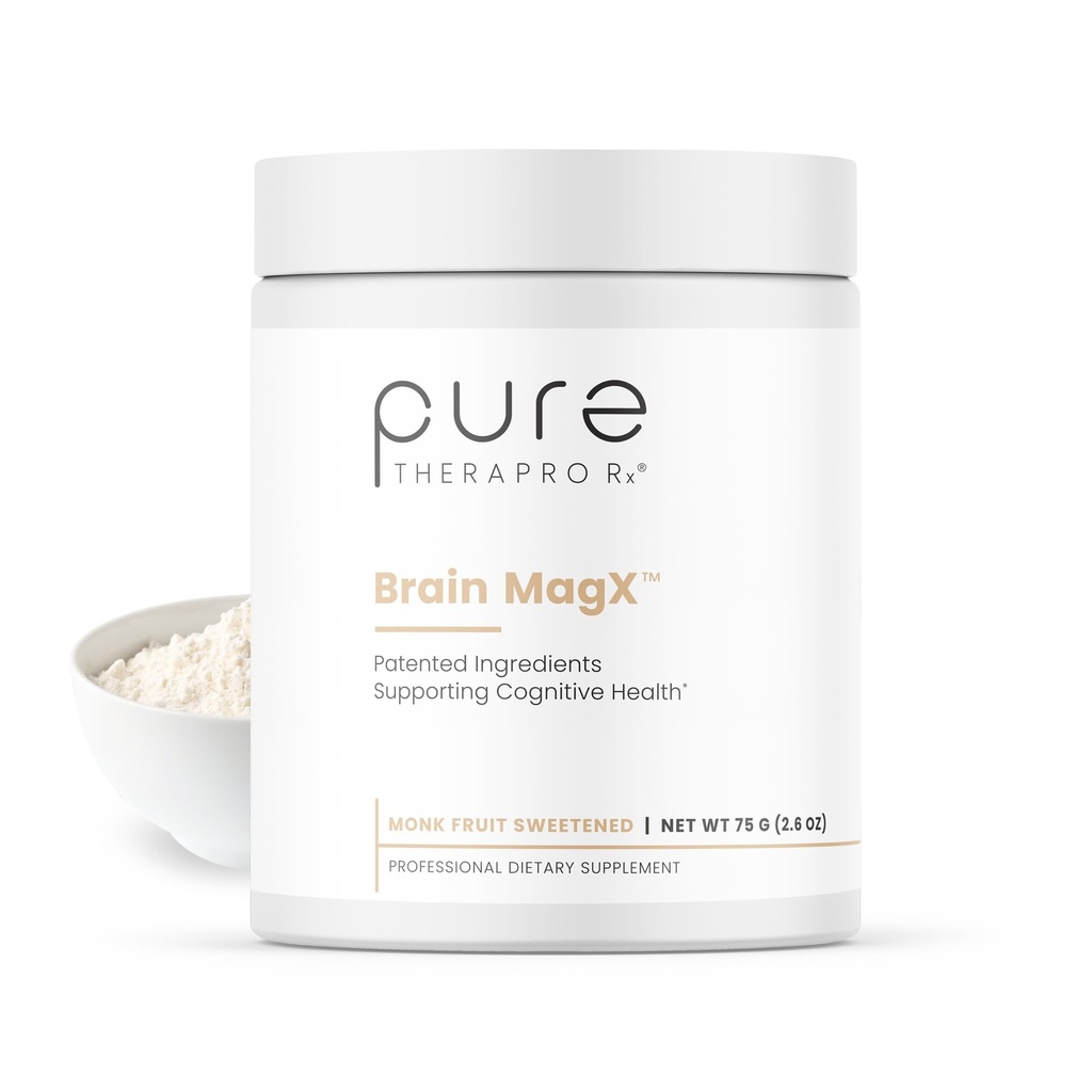 Pure Therapro Rx Brain MagX, Nootropics Brain Support Supplement with Patented Magnesium Threonate and Citicoline, Vegan Brain Supplements for Memory and Focus, Unflavored, 30 Serving