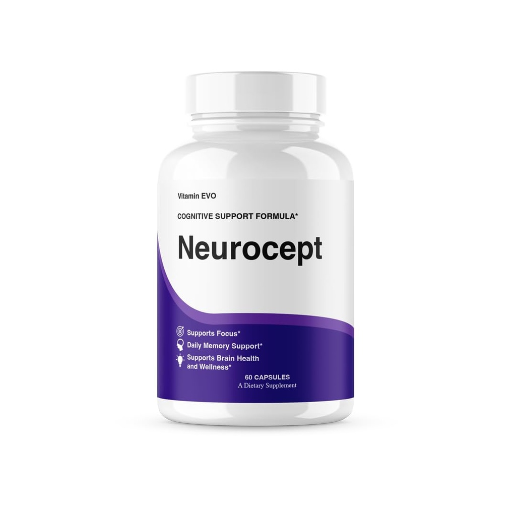 Neurocept Brain Supplement Capsules, Official Neuro cept Nootropic Focus Support, Neurocept Advanced Formula Brain & Memory Support, Neuro cept Pills for Overall Health & Wellness (60 Capsules)