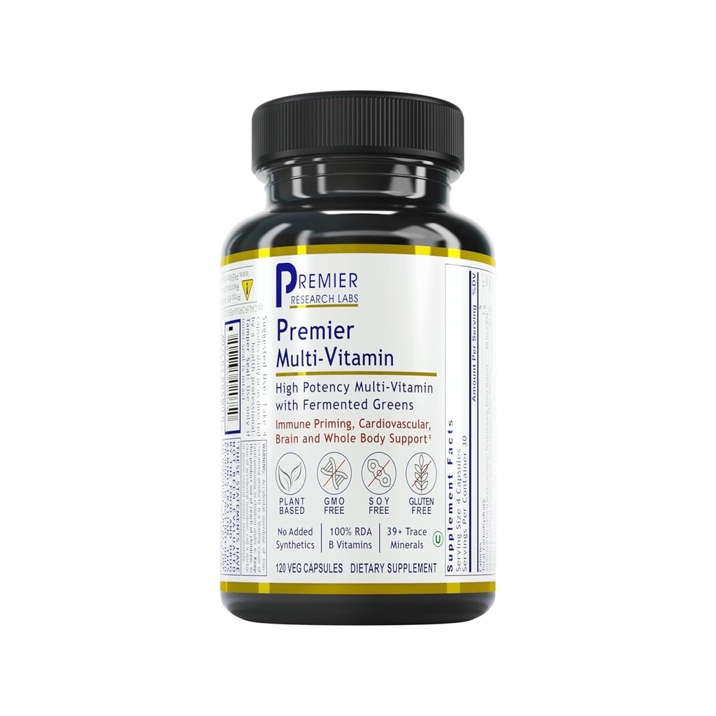 Premier Research Labs Multi-Vitamin - Immune, Brain & Heart Support | with Prebiotics and Postbiotics | Vegan Capsules for Men & Women. Gluten & Soy Free - 120 Plant-Sourced Capsules