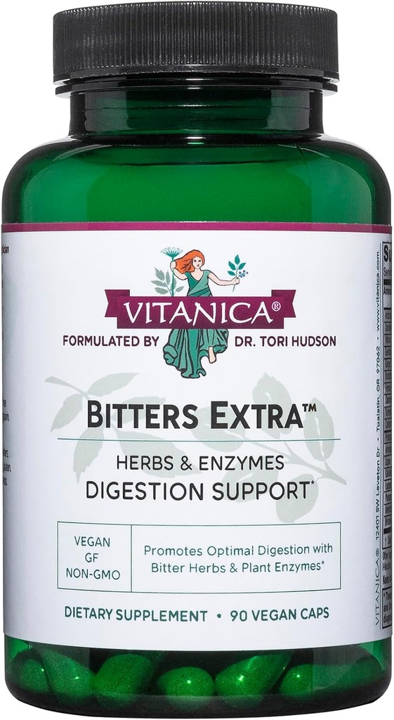 Vitanica Bitters Extra, Digestie Ondersteuning, Vegan, 90 Capsules