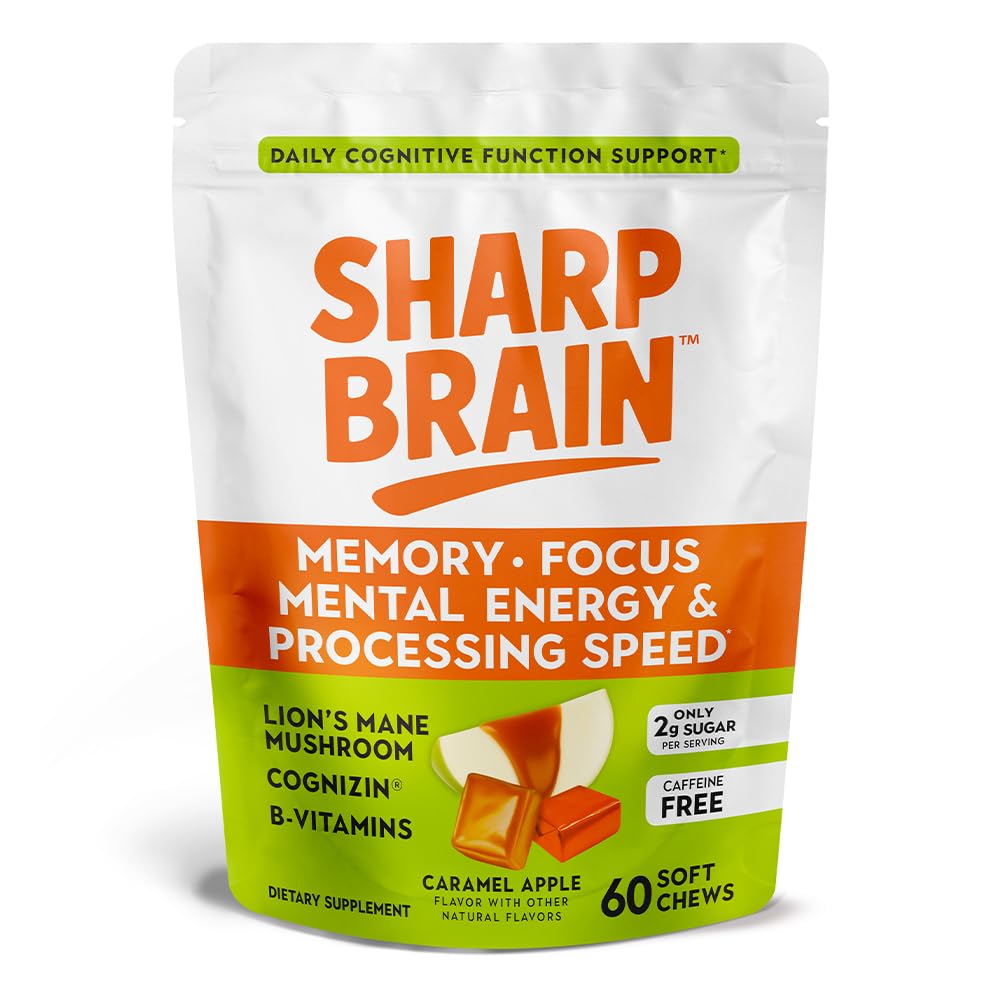 Sharp Brain – Premium Brain Support Chews – Daily Support for Memory, Focus, Mental Energy, Processing Speed & Long-Term Brain Health