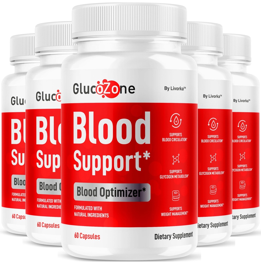 (5 Pack) GlucoZone Blood Support - GlucoZone Capsules Support Optimizer Supplement All Natural Advanced Formula, Pills Premium Vitamins for Health & Wellness, 300 Capsules for 5 Months