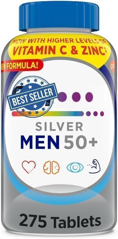 Silver Men’s 50+Multi, Better Guide Vitamins Supplements, 275 Count (Pack of 1)