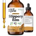 Wild & Organic Slippery Elm Liquid Drops - Lung, Digestive & Women's Support - Slippery Elm Bark Supplement - Add to Tea Tincture - Ulmus Rubra Herb - Vegan, Sugar & Alcohol-Free - 4 fl oz