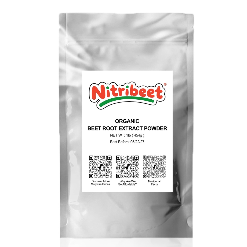 Nitribeet Organic Beet Root Extract Powder | 2% Natural nitrates and 0.8% betalains | High Concentration Antioxidants | Vegan, Gluten-Free