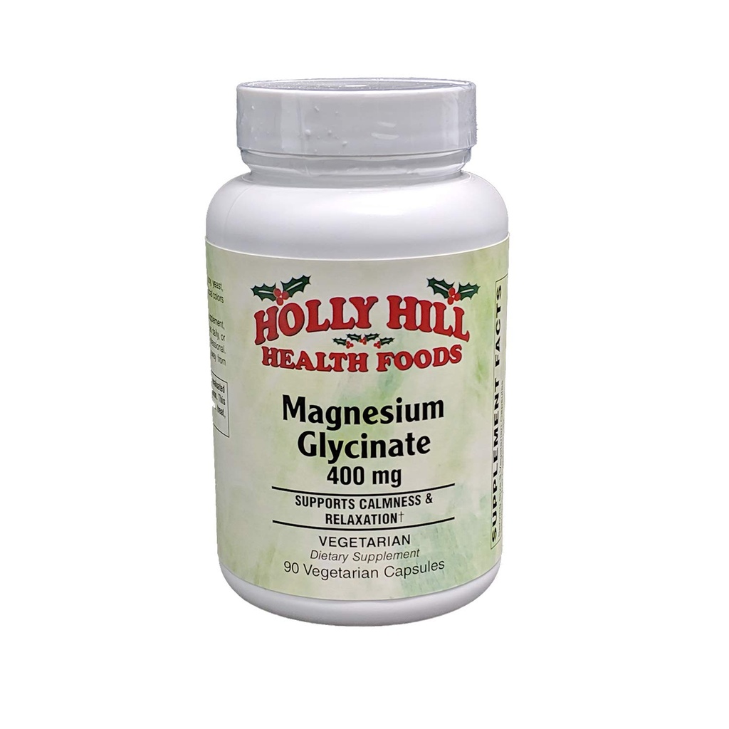 Holly Hill Health Foods Magnesium Glycinate 400mg, 90 Vegetarian Capsules