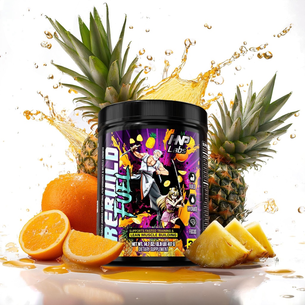 HNP Labs Rebuild Fuel Essential Amino Acid Powder – 8g EAAs + Electrolytes for Muscle Recovery, Hydration & Lean Muscle Support – Zero Sugar EAA Drink Mix, Pineapple Orange, 30 Servings