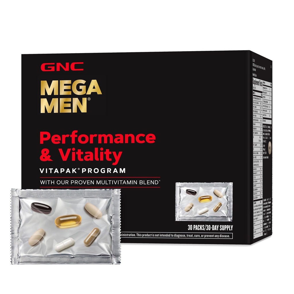GNC Mega Men Performance and Vitality Vitapak Program, Handige Complete Voeding, 5 Producten in 1 pakket, Circulatie, Bloedstroom, Prostaat Gezondheid, Seksuele Functie, Geile Geit Wiet, 30 Packs