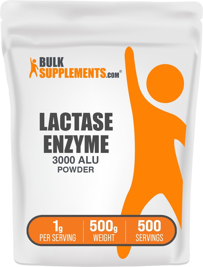 BulkSupplements.com Lactase Enzyme (3000 ALU) Poeder - Lactase Enzyme Supplement, Digestieve Ondersteuning - Glutenvrij, 1g per portie, 500g (1.1 lbs) (verpakking van 1)