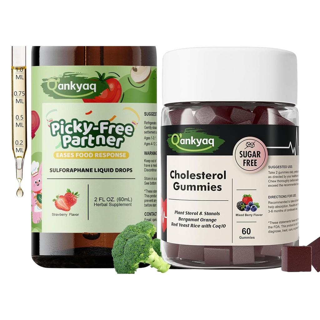 Q'ankyaq Sulforaphane Supplement for Kids, Appetite Booster, & Vegetable Nutrition Gap, D mannose Gummies for Women, Kidney Cleanse Detox & Repair Gummies