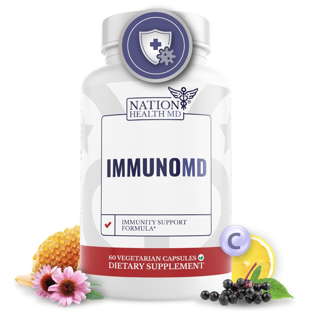 Immune Support Supplement - Formula with Elderberry, Zinc, Vitamin C, D3, and E - Daily Capsules for Immune Support - 60 Capsules