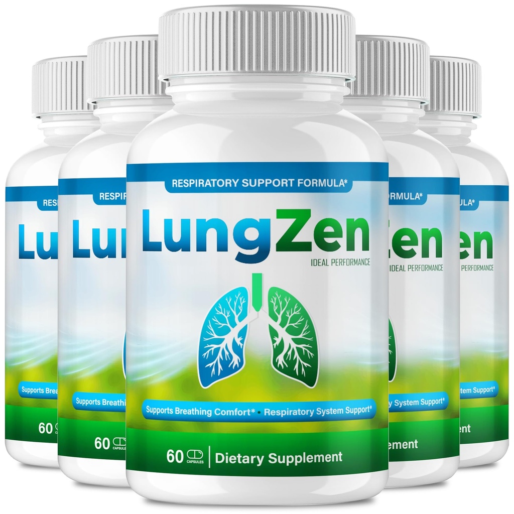 LungZen Capsules, Official LungZen Supplement Pills - Maximum Strength, All Natural Lung Cleanse & Health Support, Advanced Formula Lung Zen for Healthy Flow, Comfort and Detox Reviews (5 Pack)