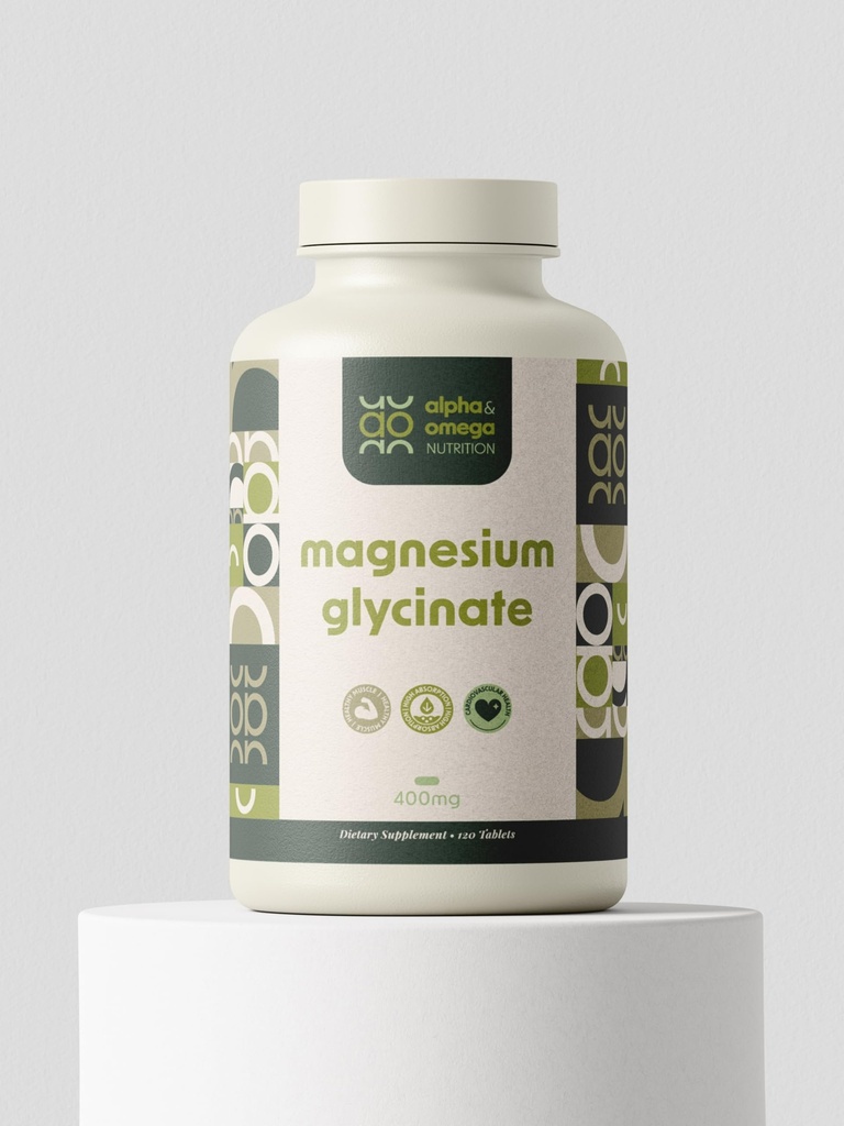 Magnesium Glycinate 400mg – High Absorption Magnesium Supplement for Sleep, Stress Relief, Muscle & Heart Health – Non-GMO, Gluten Free – 120 Tablets (2 Month Supply) – Alpha & Omega Nutrition