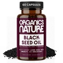 ORGANISCHE AARD VAN DE Zwartzaadolie Capsules 1000MG Per portie Vegan Softgels, Haar, Huid, & Hart ondersteuning, Nigella Sativa - 100% koud geperste komijnzaadolie Capsules Hoge Thymochinon, Omega 3s