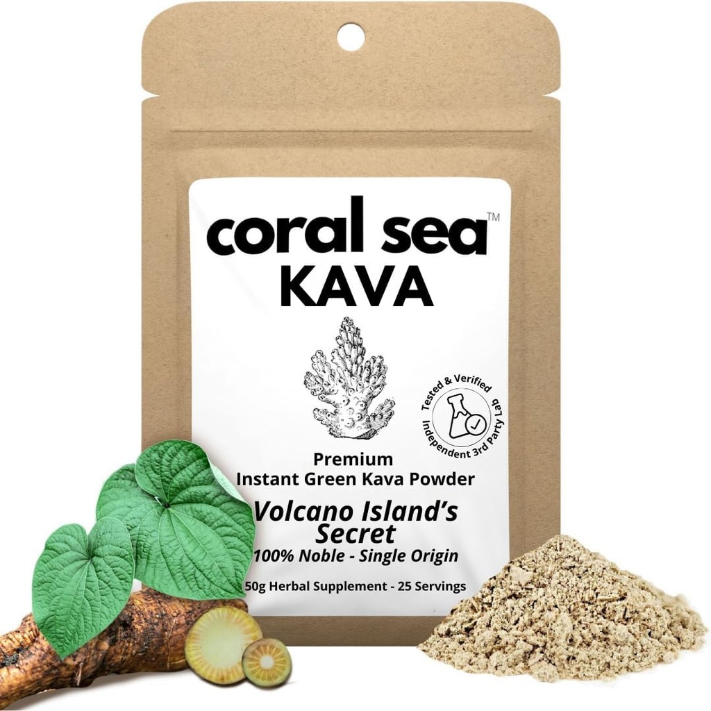 Instant Kava Kava Drink Tea Powder Vanuatu Noble Kava Root - Nootropic Drink Mix Quick Pocket Gesized Cafeïne Gratis Authentic Bitter Flavor - Volcano Island's Secret 25 Servers
