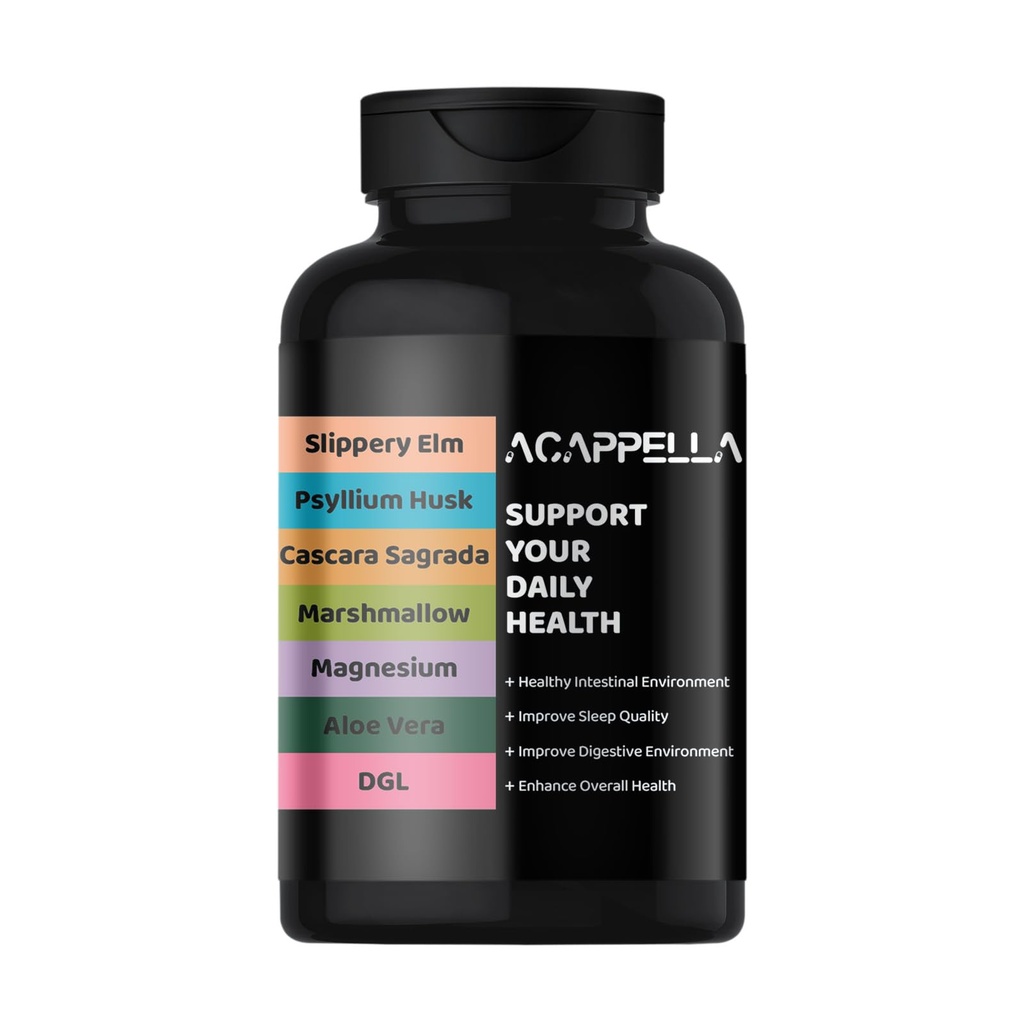 ACAPPELLA Magnesium Glycinate Probiotic for Women Psyllium Husk Capsules Slippery Elm with Marshmallow Root Aloe Vera Capsules Cascara Sagrada DGL Extract Supplement