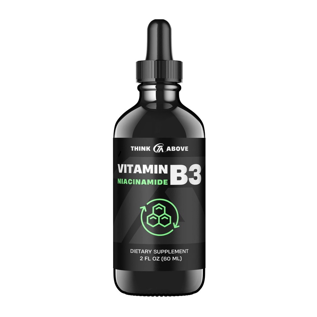 Vitamine B3 Niacinamide Liquid - Non Flush Form of B3 Niacin - Handige vitamine B3 Niacinamide druppels voor vrouwen en mannen - Gemakkelijk doorslikken 2oz (60ml)