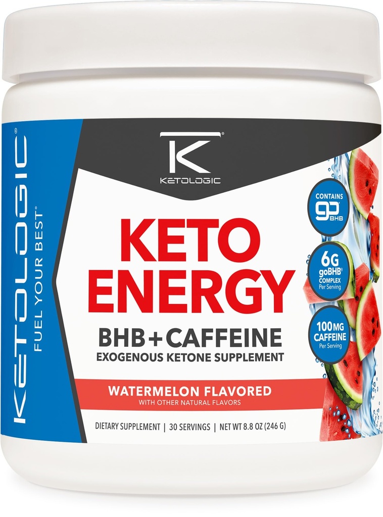 Ketologic KetoEnergy BHB (Watermelon) 30 porties - BHB + Cafeïne Exogene Ketone Supplement