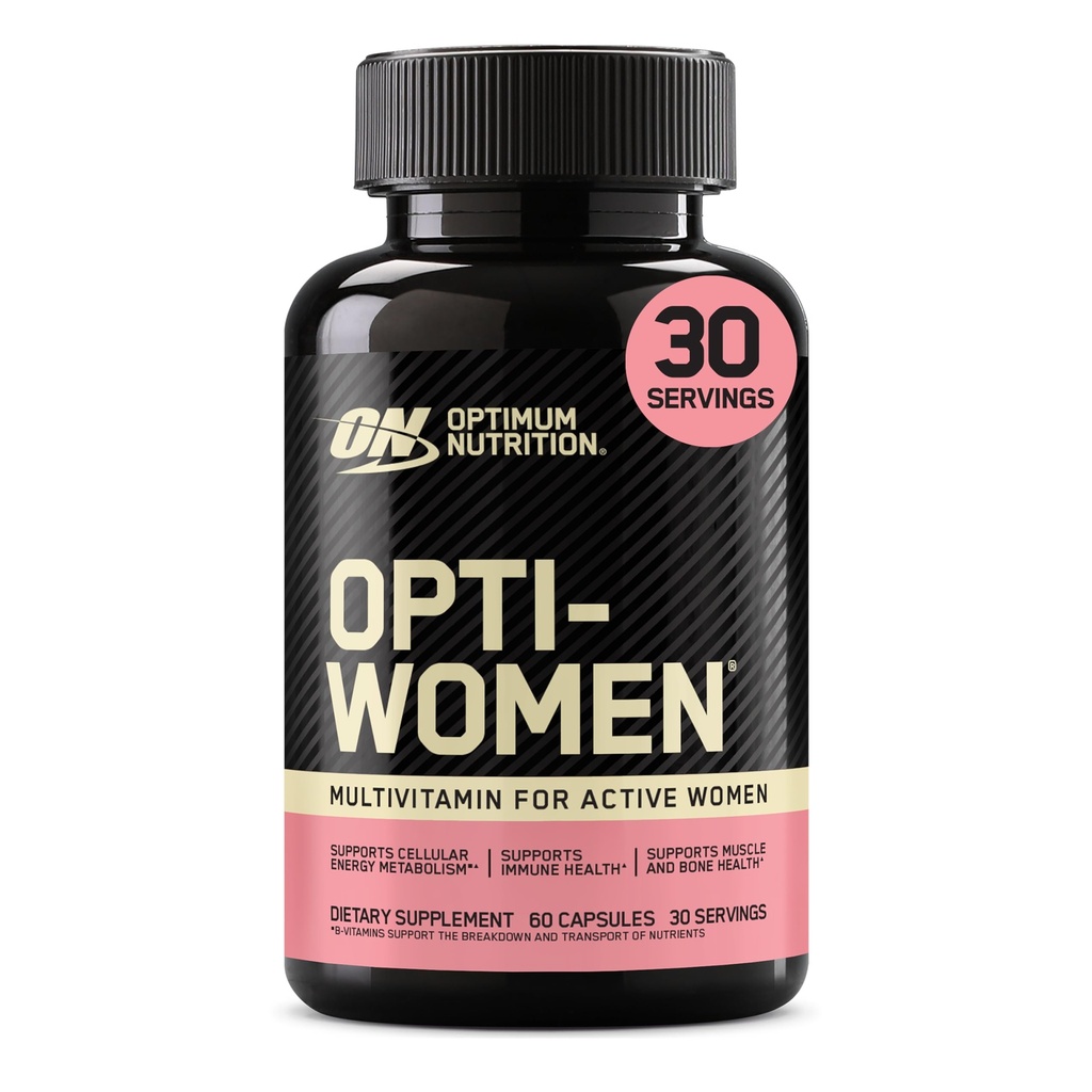 Optimale voeding Opti-Vrouwen Dagelijkse Multivitamine voor vrouwen, Immuun Ondersteuning Supplement met ijzer, 30 dagen levering, 60 telling, (Verpakking mei Vary)