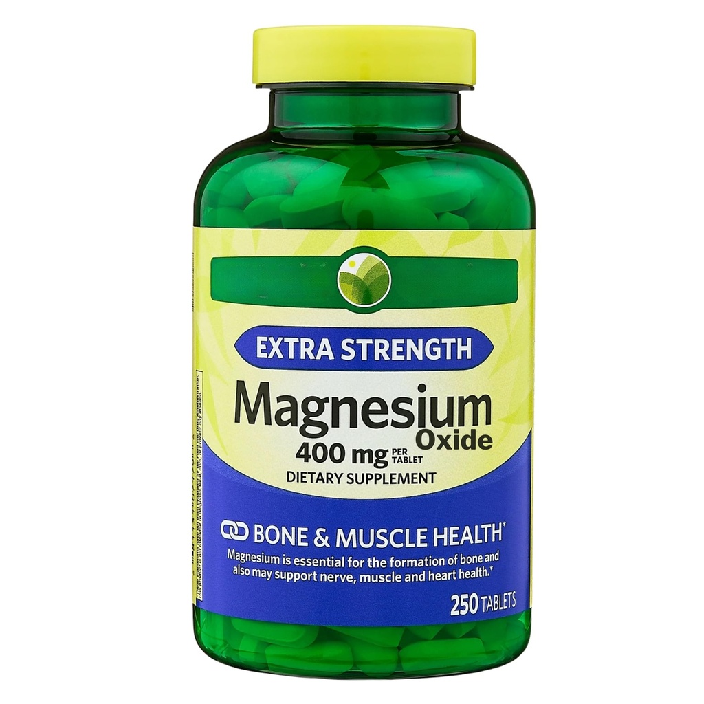 KP+ Magnesium Oxide 400 mg | 250 Tablets | Supports Bone, Nerve & Muscle Health | Extra Strength Magnesium Supplement | Pack of 1