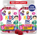 Zinc Gummies for Kids - Chewable Zinc Gummy Supplement for Children Immune Support - Low Sugar Natural Antioxidant Non-GMO Vitamin Chewables for Toddlers & Teens - 2Pack