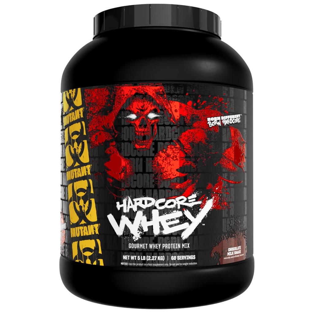 Mutant Hardcore WHEY | 100% Pure Whey Protein | 24g Protein, Fast-digesting whey Protein Isolate Plus whey Protein hydrolysate | 68 Servings | 5 LB | Chocolate