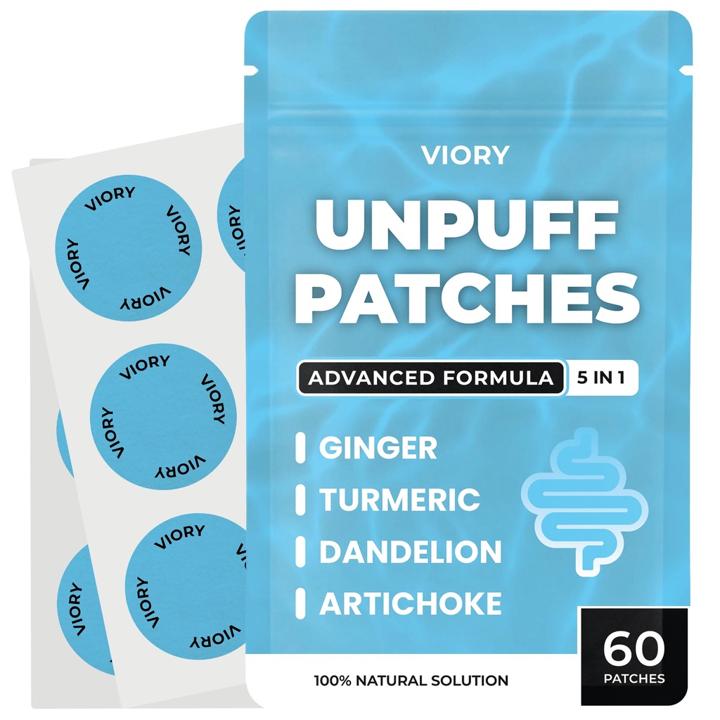 VIORY Unpuff Patches | with Dandelion & Ginger | Bloating, Water Retention & Digestion | 60 Days Supply