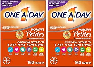 ONE A DAY Vrouwen Petites Multivitamine,Verbeteren met vitamine A, C, D, E en Zink voor Immune Health Support, B Vitaminen, Biotine, Folaat (als foliumzuur) & Meer,Tablet, 160 Tellen (pakket van 2)