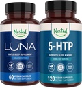 Nested Naturals Luna Melatonine-Free Sleep Supplement (60 Vegan Capsules) & 5-HTP 100 mg (120 Vegan Capsules) voor Verbeterde Slaap, Ontspanning & Mood