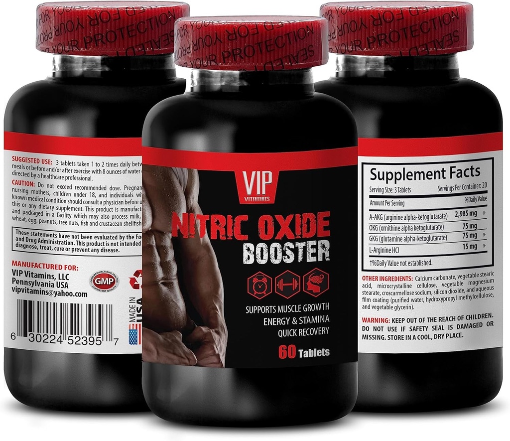 AKIC nitric oxide ATP production - NITRIC OXIDE UNIQUE COMPLEX - L-arginine and nitric oxide synergy, nitric oxide pre workout endurance, AAKG for nitric oxide optimization 1 Bottle 60 Tablets
