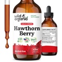 Wild & Organic Hawthorn Berry Tinctuur 600 mg - Liquid Hawthorne Berry Supplement voor algemene ondersteuning - Vegan, Sugar & Alcoholvrije Fruit Extract Drops - 4 fl oz