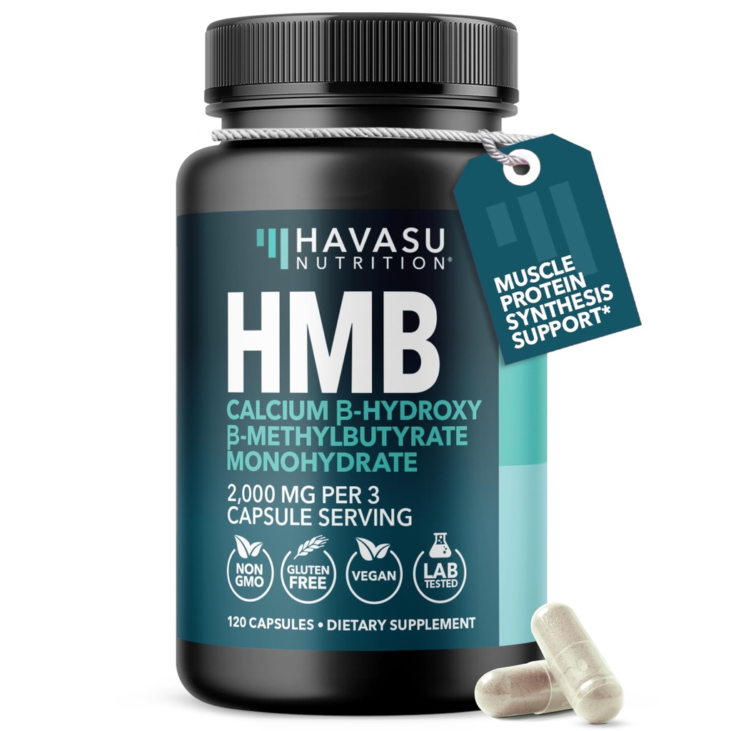 HMB Capsules 2000mg - HMB Supplements for Men and Women - Calcium B-Hydroxy B-Methylbutyrate Monohydrate - 120 Capsules - Supports Muscle Protein Synthesis - Vegan, Non-GMO, Gluten Free - 40 Servings