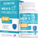Probiotica voor mannen, 530 Miljard CFU & 12 Strains, Probiotic with Turmeric Cranberry & Goji, Gut Health for Men, Supports Digestive Health, Microbiome, Colon, & Immune Health, 30-Day Supply