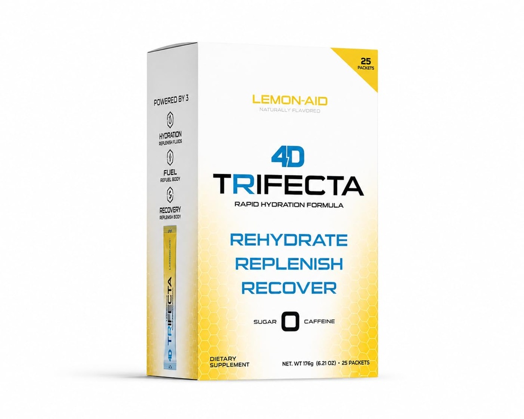 4D Trifecta Hydration + Recovery Drink Mix | Electrolytes + BCAAs + Vitamins | Sugar-Free | 15 Stick Packs