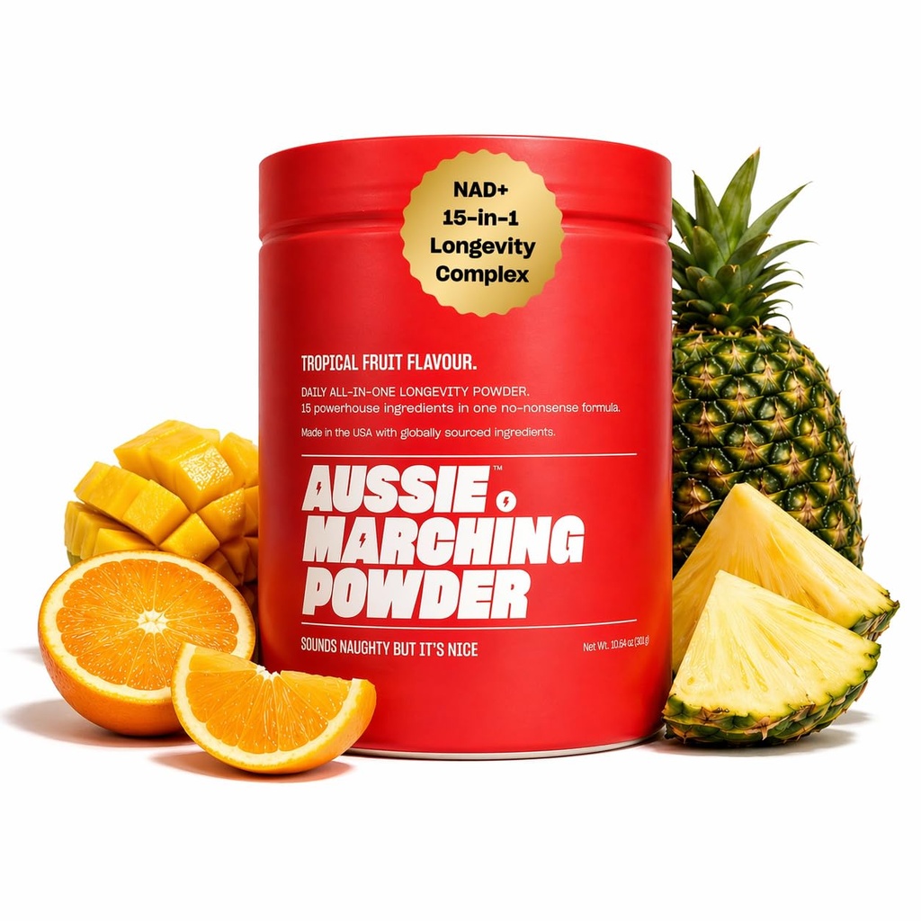 Anti Aging Supplement & Longevity Mix, Nicotinamide Riboside (NR) NAD+ Support with CoQ10, Creatine & L-Theanine, Tropical Flavor Longevity Supplement Powder