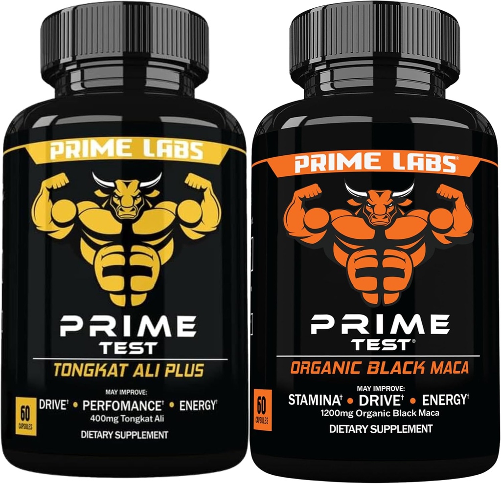 Prime Labs Tongkat Ali Plus (60 ct) + Biologische Black Maca Capsules (60 ct)
