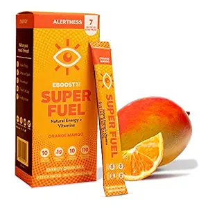 EBOOST Energie Drinkpoeder, Super Fuel - Orange Mango, 7 Packets - Pre-Workout Powder Energy Drink Mix - Natural Energy, L-Tyrosine, L-Theanine & Vitaminen - Preworkout voor vrouwen en mannen te gaan