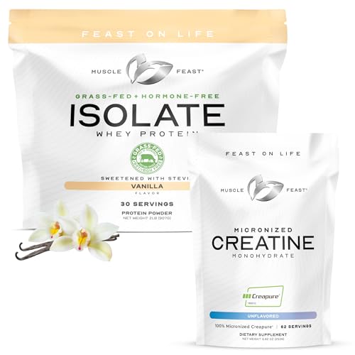Muscle Feast Bundle – Whey Protein Isolate (Vanilla, 2lb) + Creapure Micronized Creatine Monohydrate (Unflavored, 250g) – 1 Unit Each
