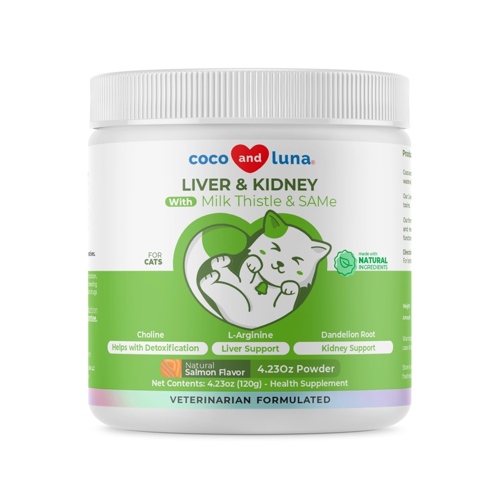 Melkdistel voor katten - 4oz poeder - natuurlijke leversupplement - met dezelfde en L-arginine - Detox, leverondersteuning, bevordert lever gezonde functie, nierondersteuning