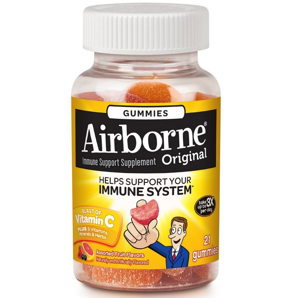 Airborne Assorted Fruit Flavored Gummies, 21 count - 1000mg of Vitamin C and Minerals & Herbs Immune Support (Pack of 7)