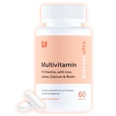 Bettervits Multivitamin for Women & Men | Womens Daily Multivitamin with 13 Essential Vitamins Iron, Iodine, Calcium and Biotin | Vitamins A, K2, D3, C, B1, B2, B3, B5, B6, B7, B9, B12 | 60 Capsules