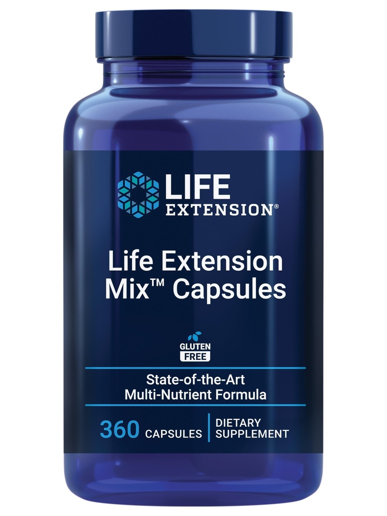 Life Extension Mix™ Capsules, high-Potency, Advanced Vitamin, Mineral, Fruit & Vegetable Formula, Vitamin C, B, D, E, Magnesium, for Whole-Body Health, Healthy Aging, Gluten-Free, 360 Capsules