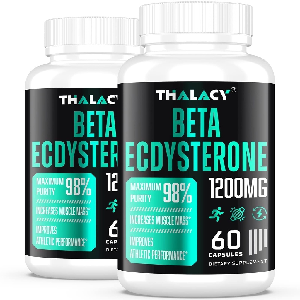 1200MG Beta Ecdysteron Supplement, 98% Maximale zuiverheid Ecdysteron Supplementen voor Lean Muscle Mass, Athletic Performance & Strength, 120 Capsules