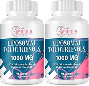 Liposomale Tocotrienolen Supplement 1000mg, vitamine E, geavanceerde formule met 95% Delta-Tocotrienolen & 5% Gamma-Tocotrienolen - 60 Softgels (2 flessen)