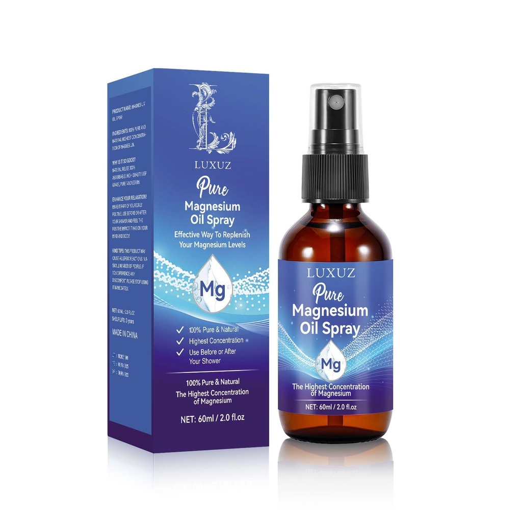 Luxuz Magnesium Oil Spray, Pure Magnesium Chloride Body Spray for Sleep Support & Muscle Relaxation, Fast Absorbing, Non-Greasy, 1.7 Fl Oz