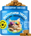 Multivitamin Cat Treats Vitamins for Indoor Cats Skin & Coat Digestion Immunity Mobility Heart & Brain Support Supplements for Overall Cat Health with Vitamins A B C D E and Biotin 100 Yummy Chews